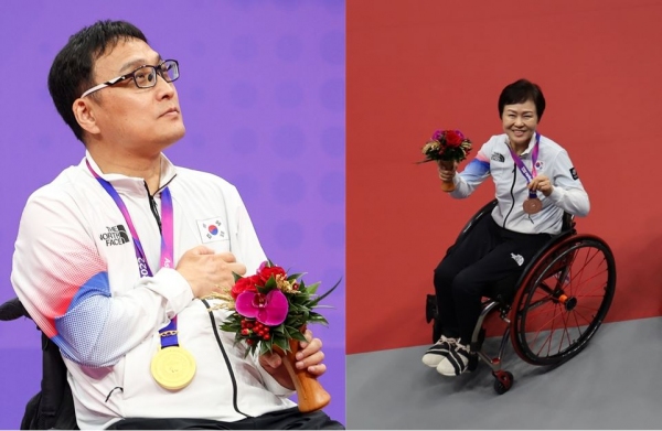 왼쪽부터 주영대 선수, 강외정 선수. /경남장애인체육회